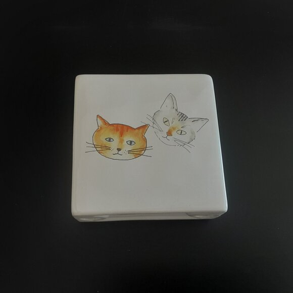 Rae Dunn "Crazy Cat Lady" Double Sided Ceramic Block Paperweight Cats - Picture 3 of 4